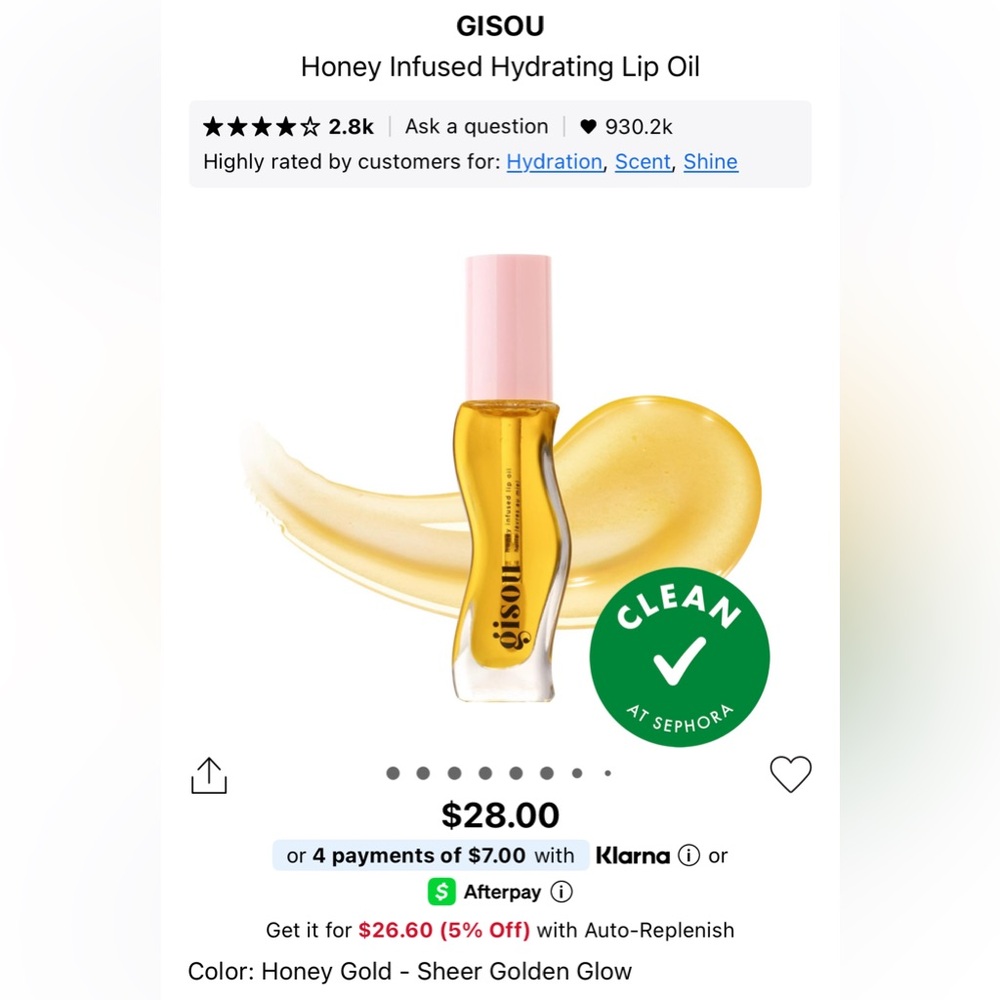 Gisou Honey Infused Hydrating Lip Oil